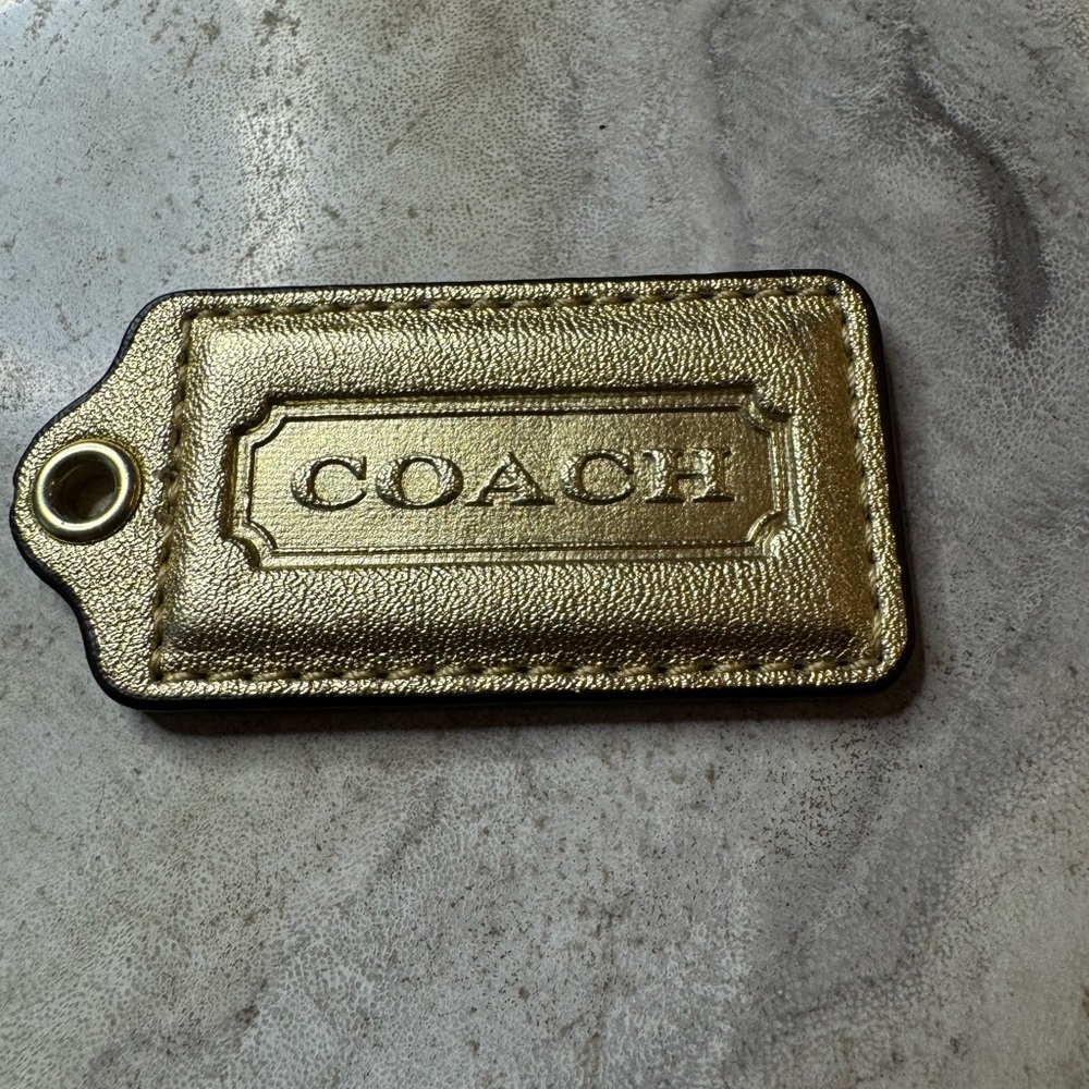 Coach - Gold Leather Hangtag - EUC
